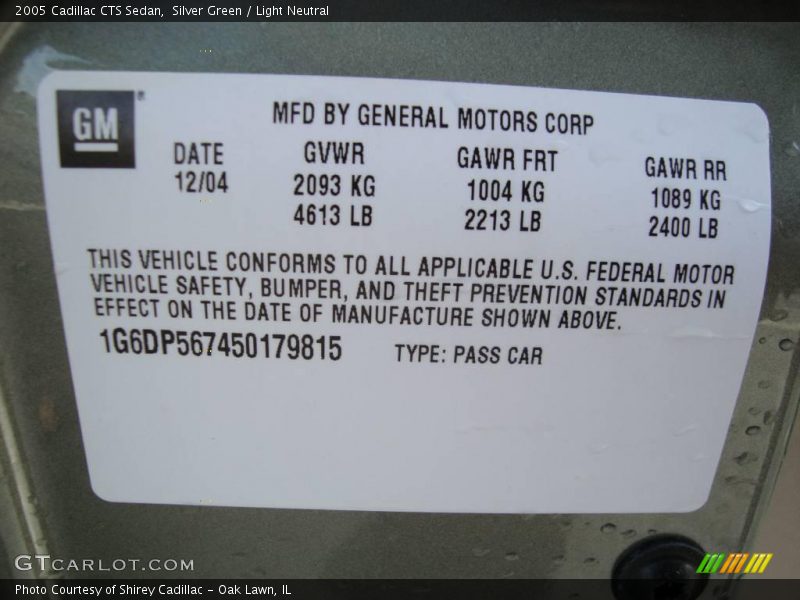 Silver Green / Light Neutral 2005 Cadillac CTS Sedan