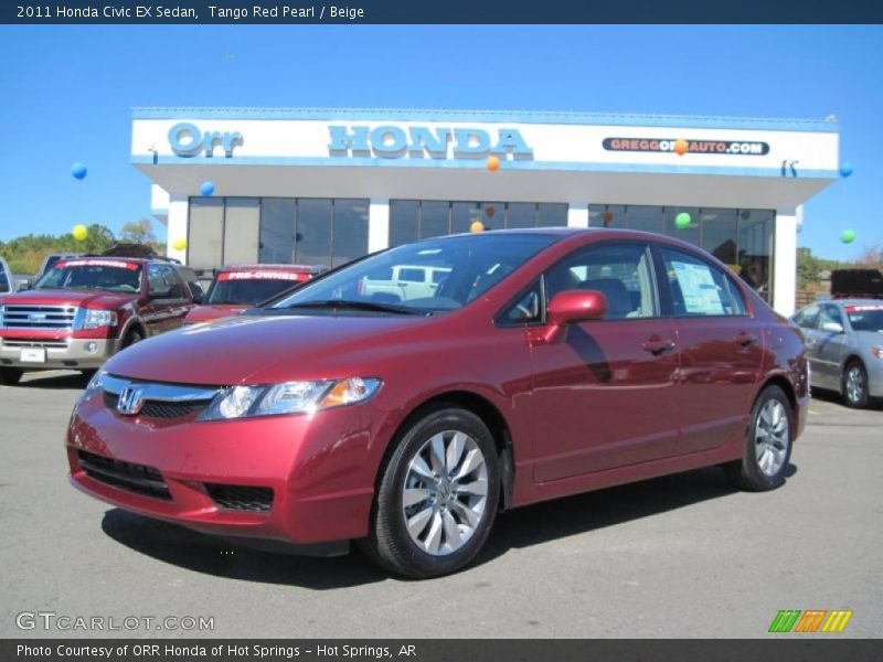 Tango Red Pearl / Beige 2011 Honda Civic EX Sedan