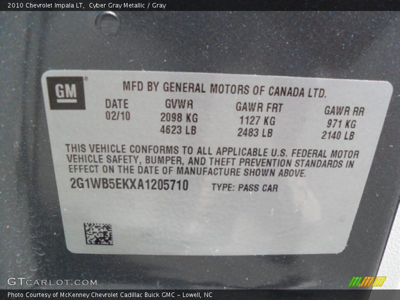 Cyber Gray Metallic / Gray 2010 Chevrolet Impala LT