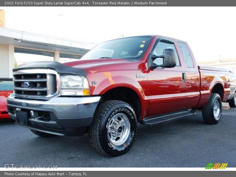 Toreador Red Metallic / Medium Parchment 2002 Ford F250 Super Duty Lariat SuperCab 4x4