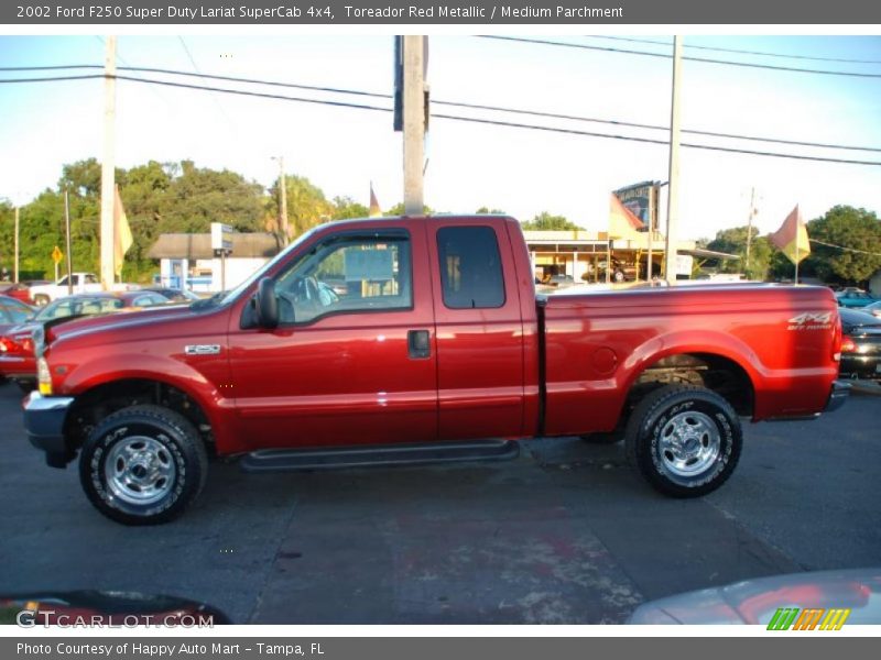Toreador Red Metallic / Medium Parchment 2002 Ford F250 Super Duty Lariat SuperCab 4x4