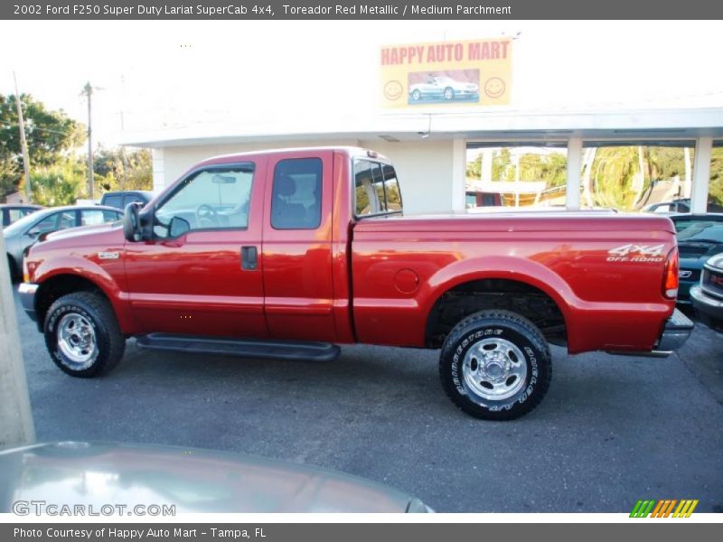 Toreador Red Metallic / Medium Parchment 2002 Ford F250 Super Duty Lariat SuperCab 4x4