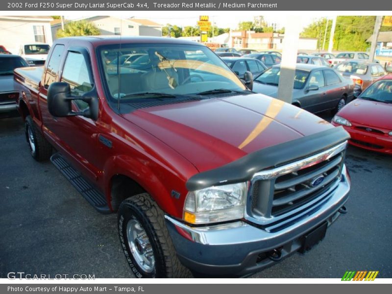 Toreador Red Metallic / Medium Parchment 2002 Ford F250 Super Duty Lariat SuperCab 4x4