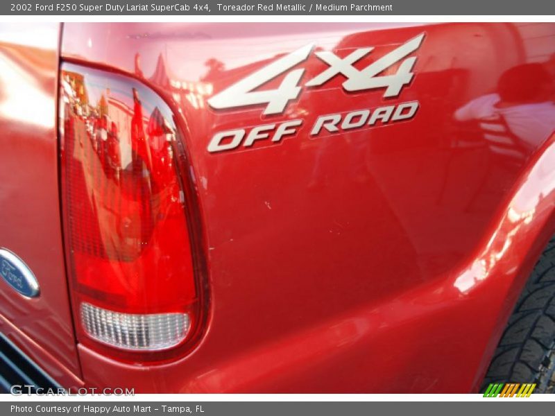 Toreador Red Metallic / Medium Parchment 2002 Ford F250 Super Duty Lariat SuperCab 4x4
