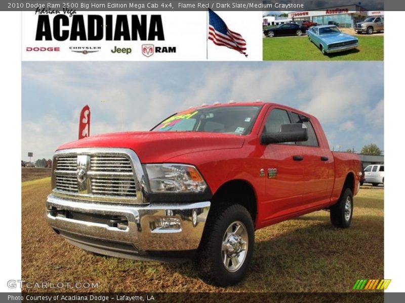 Flame Red / Dark Slate/Medium Graystone 2010 Dodge Ram 2500 Big Horn Edition Mega Cab 4x4