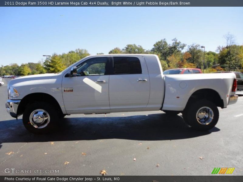 Bright White / Light Pebble Beige/Bark Brown 2011 Dodge Ram 3500 HD Laramie Mega Cab 4x4 Dually