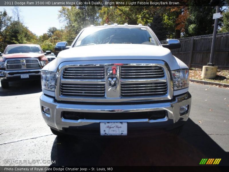 Bright White / Light Pebble Beige/Bark Brown 2011 Dodge Ram 3500 HD Laramie Mega Cab 4x4 Dually