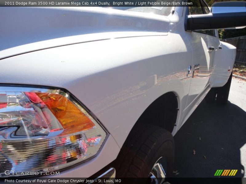 Bright White / Light Pebble Beige/Bark Brown 2011 Dodge Ram 3500 HD Laramie Mega Cab 4x4 Dually
