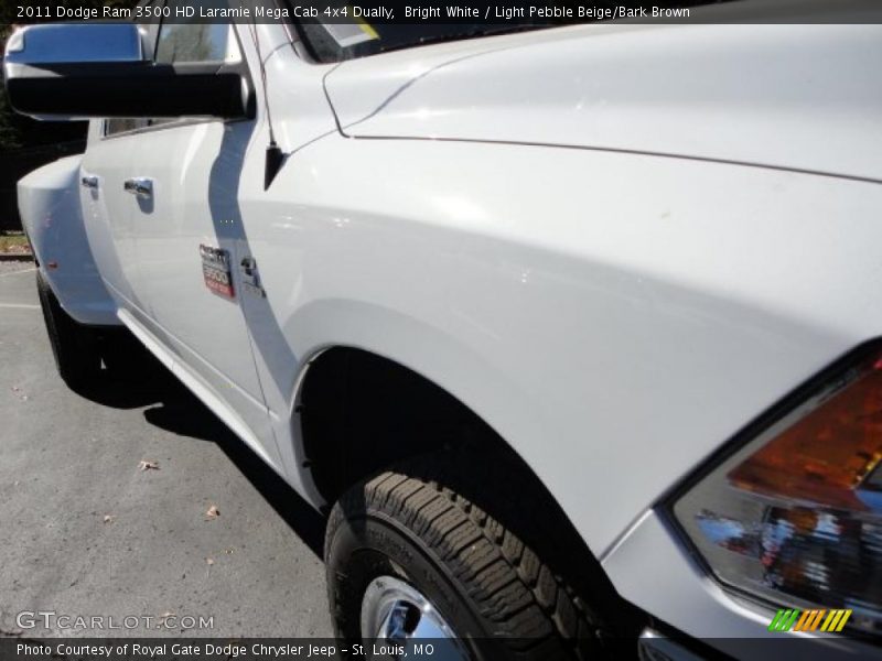 Bright White / Light Pebble Beige/Bark Brown 2011 Dodge Ram 3500 HD Laramie Mega Cab 4x4 Dually