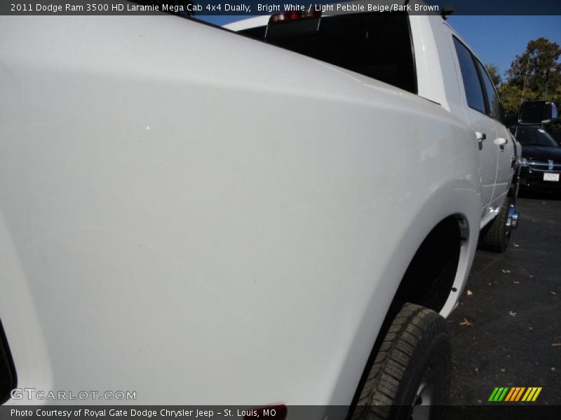 Bright White / Light Pebble Beige/Bark Brown 2011 Dodge Ram 3500 HD Laramie Mega Cab 4x4 Dually