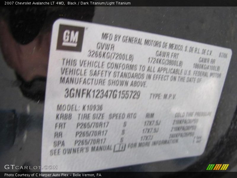 Black / Dark Titanium/Light Titanium 2007 Chevrolet Avalanche LT 4WD