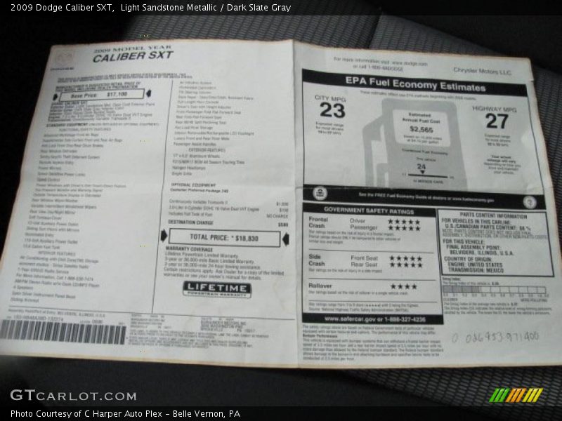 Light Sandstone Metallic / Dark Slate Gray 2009 Dodge Caliber SXT