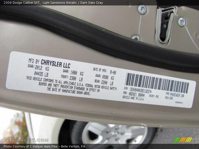 Light Sandstone Metallic / Dark Slate Gray 2009 Dodge Caliber SXT
