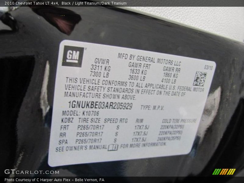 Black / Light Titanium/Dark Titanium 2010 Chevrolet Tahoe LT 4x4