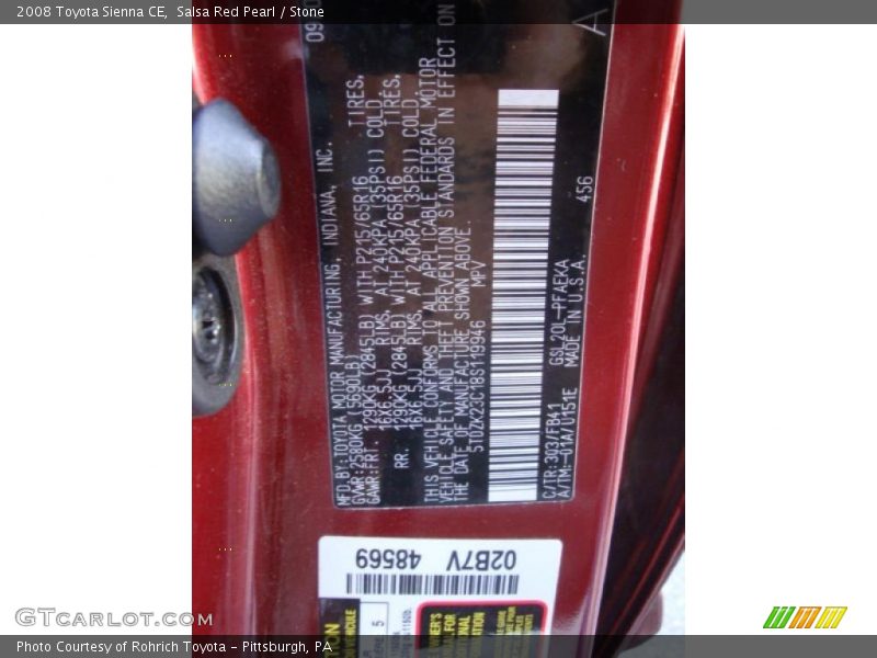 Salsa Red Pearl / Stone 2008 Toyota Sienna CE