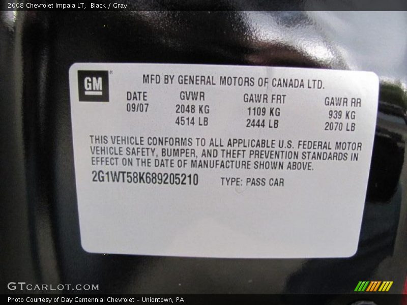 Black / Gray 2008 Chevrolet Impala LT