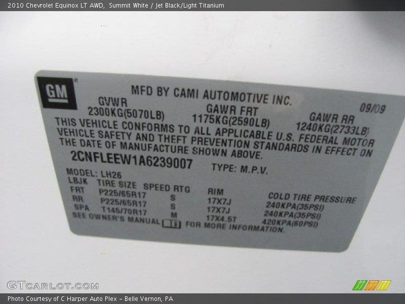 Summit White / Jet Black/Light Titanium 2010 Chevrolet Equinox LT AWD