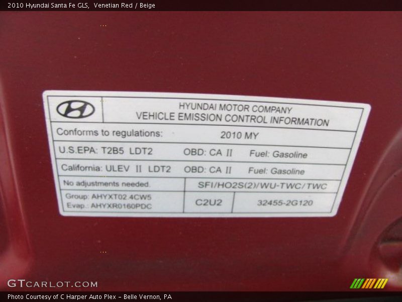 Venetian Red / Beige 2010 Hyundai Santa Fe GLS