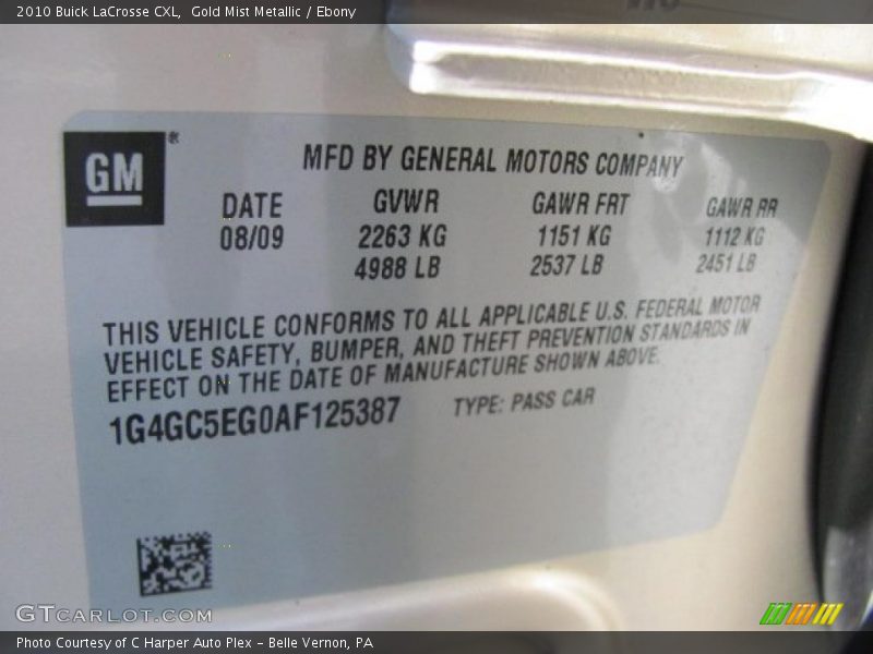 Gold Mist Metallic / Ebony 2010 Buick LaCrosse CXL