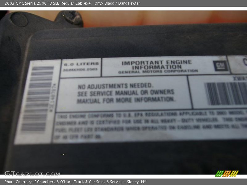 Onyx Black / Dark Pewter 2003 GMC Sierra 2500HD SLE Regular Cab 4x4
