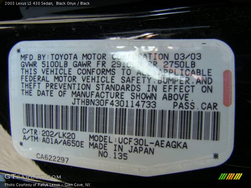 Black Onyx / Black 2003 Lexus LS 430 Sedan