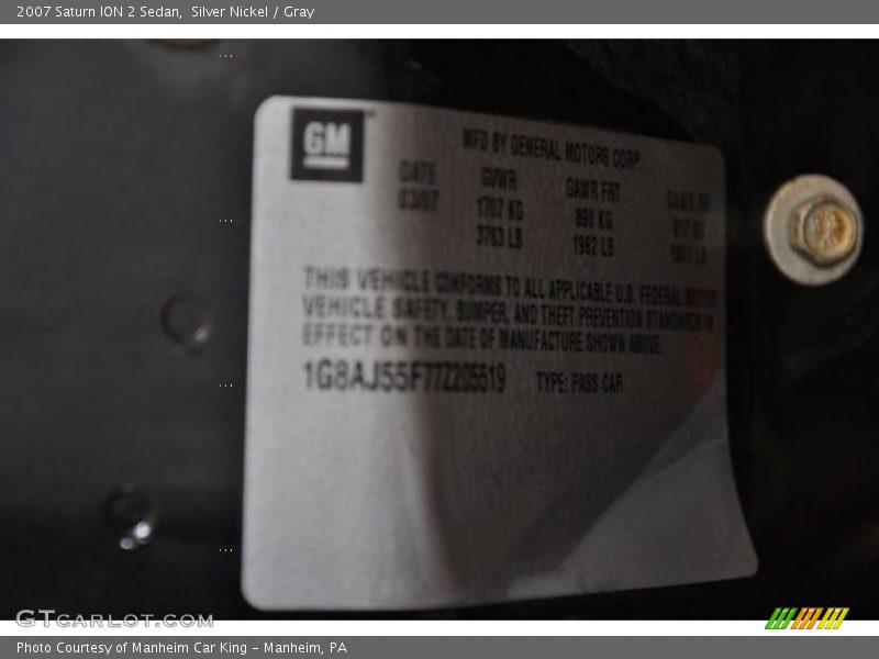 Silver Nickel / Gray 2007 Saturn ION 2 Sedan