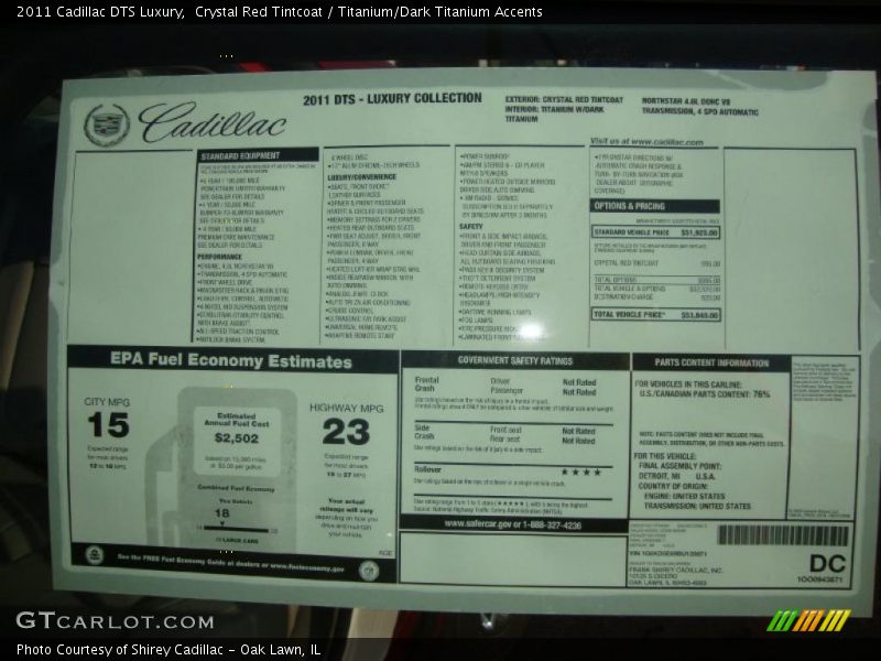 Crystal Red Tintcoat / Titanium/Dark Titanium Accents 2011 Cadillac DTS Luxury