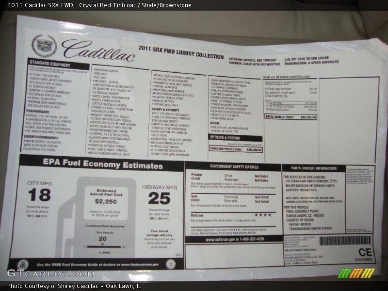 Crystal Red Tintcoat / Shale/Brownstone 2011 Cadillac SRX FWD
