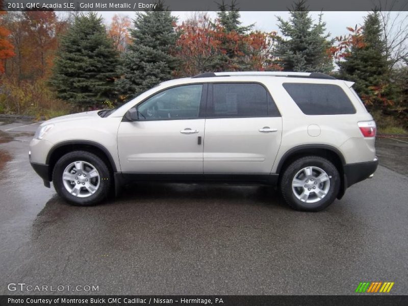 Gold Mist Metallic / Ebony 2011 GMC Acadia SLE