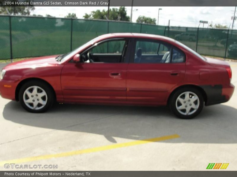 Crimson Dark Red / Gray 2004 Hyundai Elantra GLS Sedan