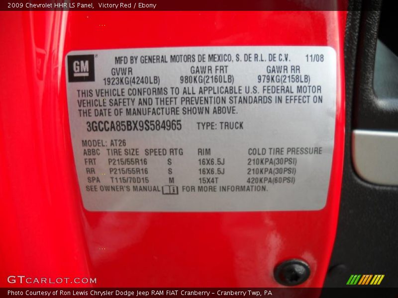Victory Red / Ebony 2009 Chevrolet HHR LS Panel