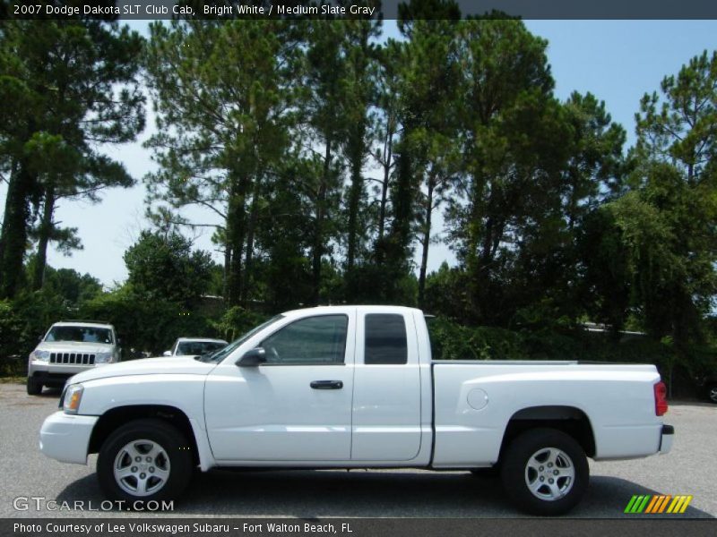 Bright White / Medium Slate Gray 2007 Dodge Dakota SLT Club Cab