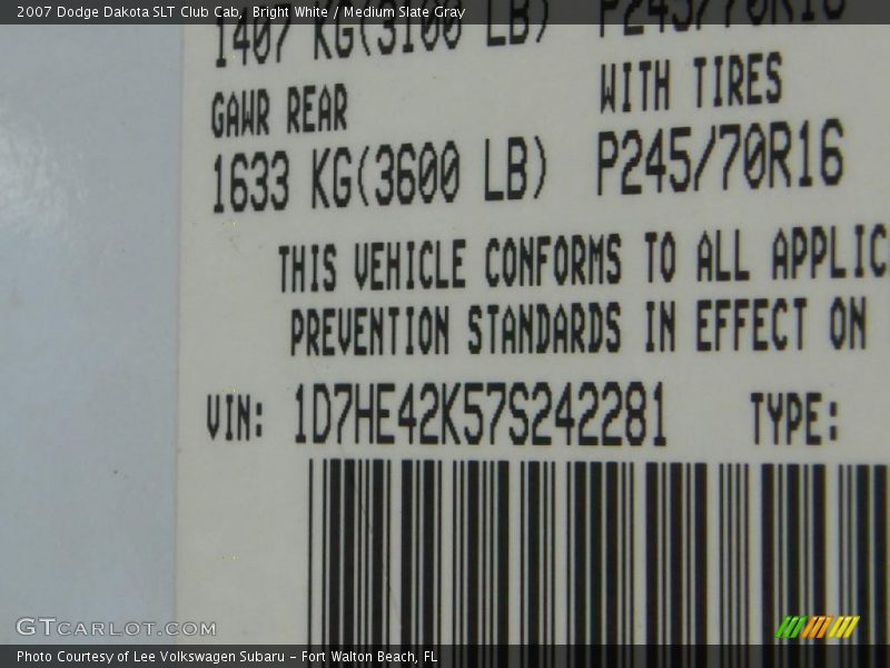 Bright White / Medium Slate Gray 2007 Dodge Dakota SLT Club Cab