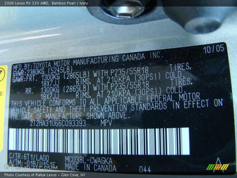 Bamboo Pearl / Ivory 2006 Lexus RX 330 AWD