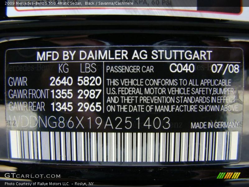 Black / Savanna/Cashmere 2009 Mercedes-Benz S 550 4Matic Sedan