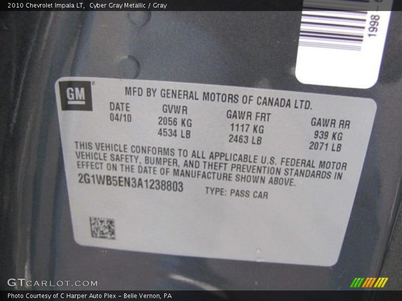 Cyber Gray Metallic / Gray 2010 Chevrolet Impala LT