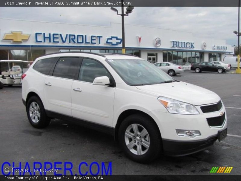 Summit White / Dark Gray/Light Gray 2010 Chevrolet Traverse LT AWD