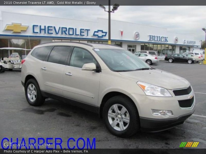 Gold Mist Metallic / Ebony 2010 Chevrolet Traverse LT AWD