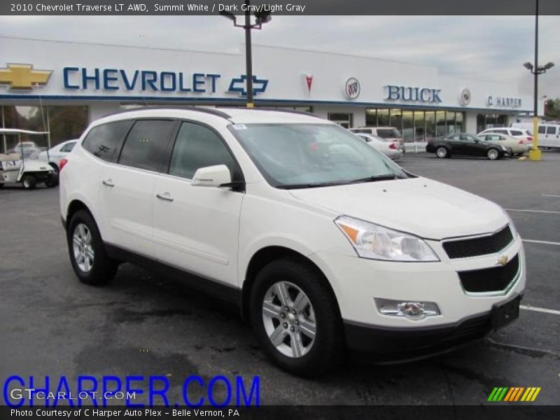 Summit White / Dark Gray/Light Gray 2010 Chevrolet Traverse LT AWD