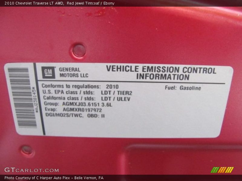 Red Jewel Tintcoat / Ebony 2010 Chevrolet Traverse LT AWD