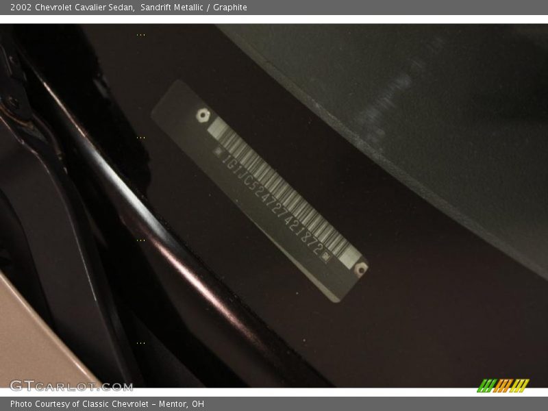 Sandrift Metallic / Graphite 2002 Chevrolet Cavalier Sedan