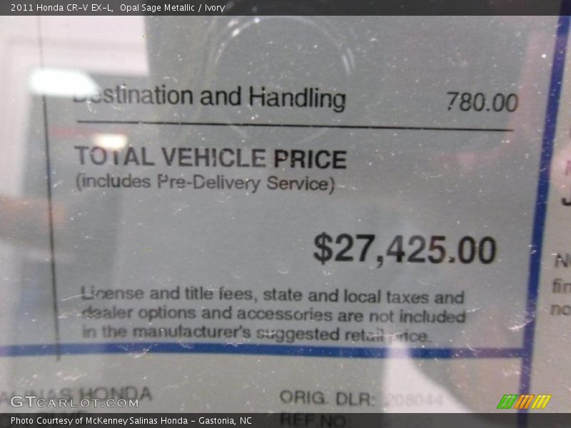 Opal Sage Metallic / Ivory 2011 Honda CR-V EX-L