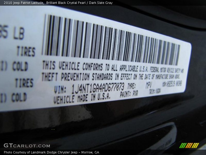 Brilliant Black Crystal Pearl / Dark Slate Gray 2010 Jeep Patriot Latitude