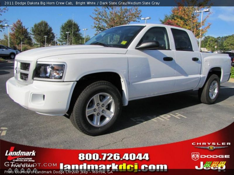 Bright White / Dark Slate Gray/Medium Slate Gray 2011 Dodge Dakota Big Horn Crew Cab