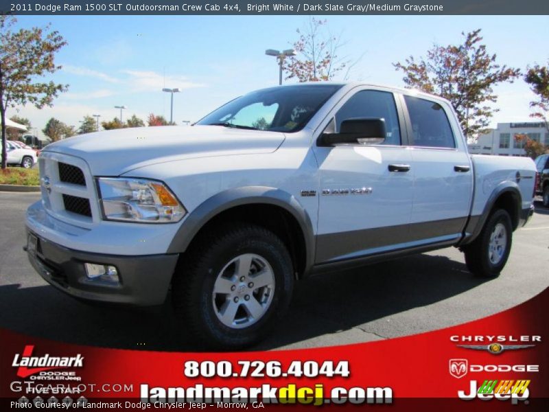 Bright White / Dark Slate Gray/Medium Graystone 2011 Dodge Ram 1500 SLT Outdoorsman Crew Cab 4x4