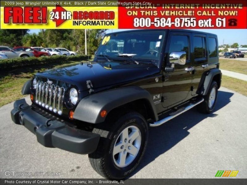 Black / Dark Slate Gray/Medium Slate Gray 2009 Jeep Wrangler Unlimited X 4x4
