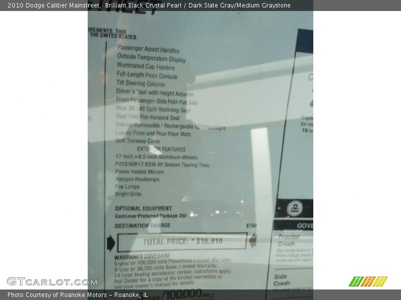 Brilliant Black Crystal Pearl / Dark Slate Gray/Medium Graystone 2010 Dodge Caliber Mainstreet