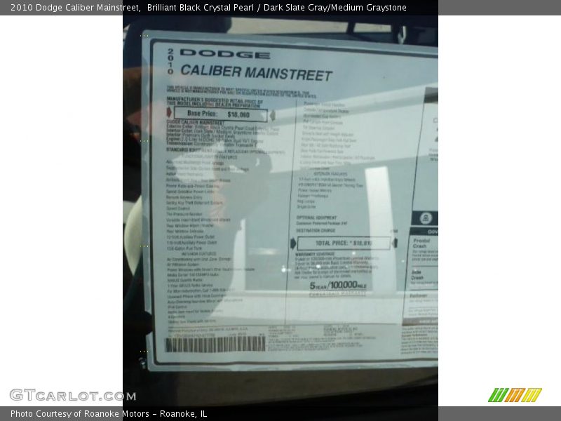 Brilliant Black Crystal Pearl / Dark Slate Gray/Medium Graystone 2010 Dodge Caliber Mainstreet