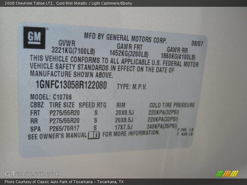 Gold Mist Metallic / Light Cashmere/Ebony 2008 Chevrolet Tahoe LTZ