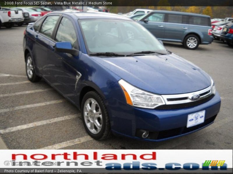 Vista Blue Metallic / Medium Stone 2008 Ford Focus SES Sedan